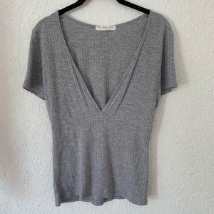 Nordstrom Truly Madly Deeply Grey V-Neck T-Shirt